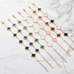18KG colorful lucky clover women stainless steel bracelet