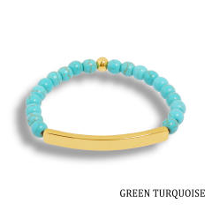 Hot sale natual stone bead stainless steel bar bracelet
