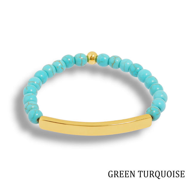 Hot sale natual stone bead stainless steel bar bracelet