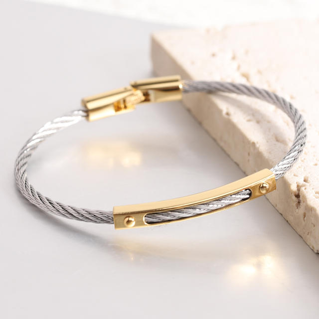 Pop stainless steel wireless thin bangle bracelet for men
