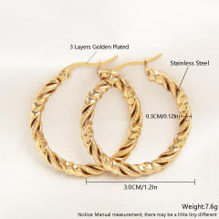 Easy match twisted hoop stainless steel earrings