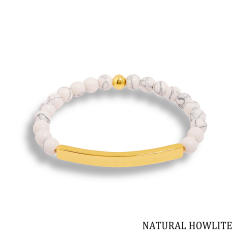 Hot sale natual stone bead stainless steel bar bracelet