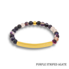 Hot sale natual stone bead stainless steel bar bracelet