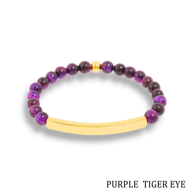 Hot sale natual stone bead stainless steel bar bracelet
