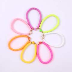 7pcs rainbow color clay bead smile face bracelet set