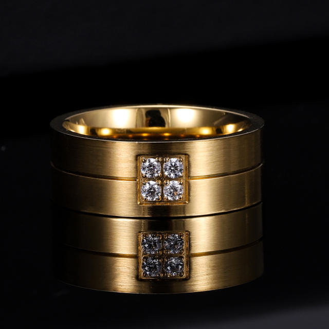 18K gold plated easy match stainless steel rings band couple rings