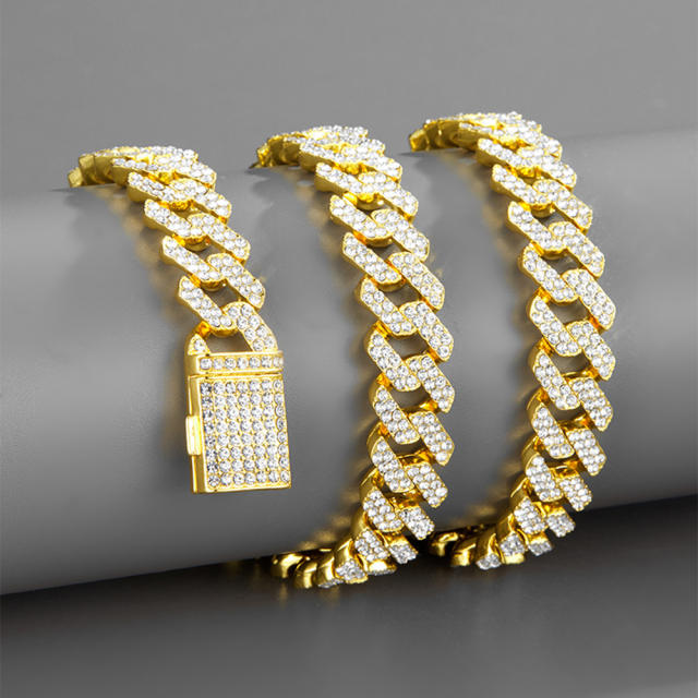 12mm hiphop diamond cuban link chain neckalce