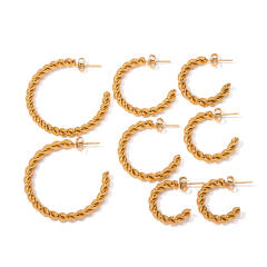 INS 18KG classic twisted hoop stainless steel earrings