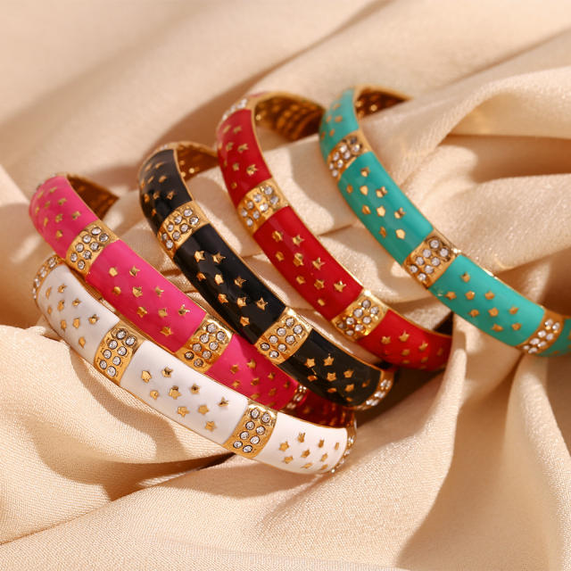 National trend color enamel stainless steel cuff bangles
