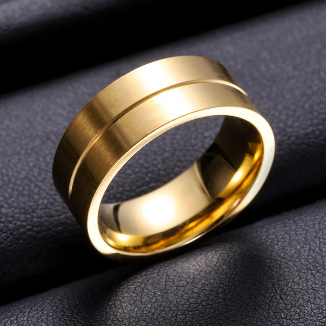 18K gold plated easy match stainless steel rings band couple rings