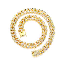 Hot sale classic diamond cuban link chain necklace