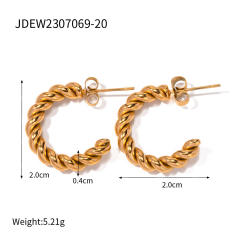 INS 18KG classic twisted hoop stainless steel earrings