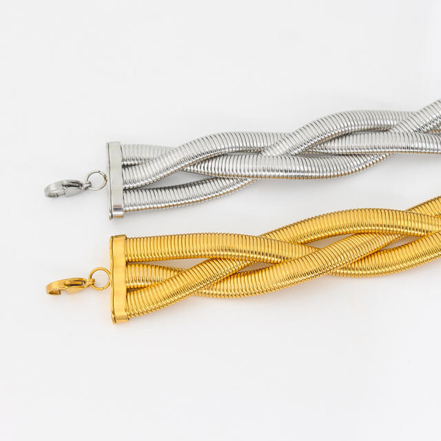 Luxury braid pattern stainless steel choker necklace chunky choker