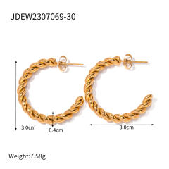 INS 18KG classic twisted hoop stainless steel earrings