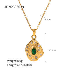 18KG vintage emerald statement pearl drop stainless steel necklace set