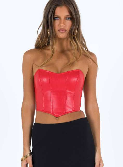 Summer sexy PU off shoulder corset tops for women