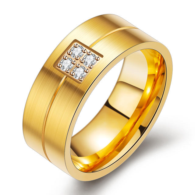 18K gold plated easy match stainless steel rings band couple rings