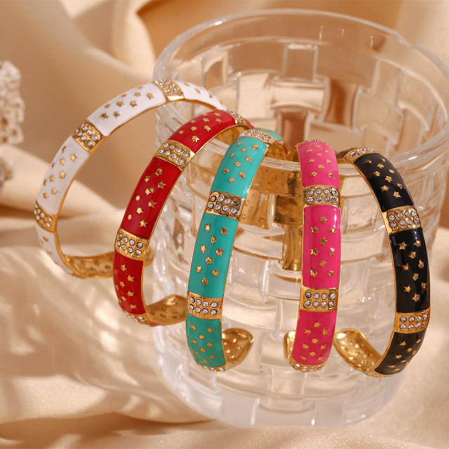 National trend color enamel stainless steel cuff bangles