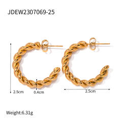 INS 18KG classic twisted hoop stainless steel earrings