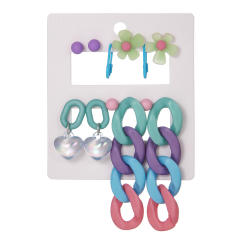 6pair candy color arylic chain Y2K earring set
