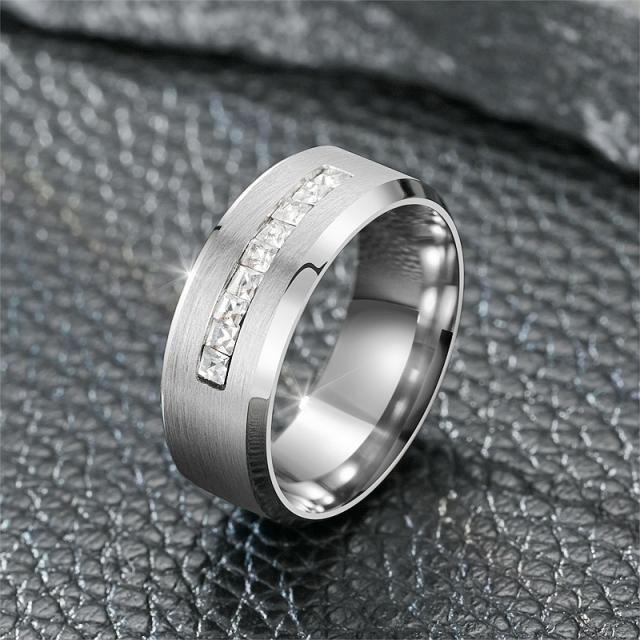 Hot sale cubic zircon diamond stainless steel rings band for men