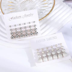 Easy match basic silver frost smooth ball bead studs earring set
