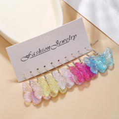 5pair INS Trend Y2K colorful butterfly earrings set