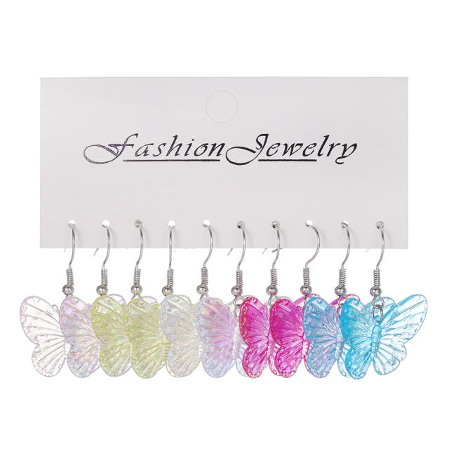 5pair INS Trend Y2K colorful butterfly earrings set
