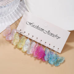 5pair INS Trend Y2K colorful butterfly earrings set