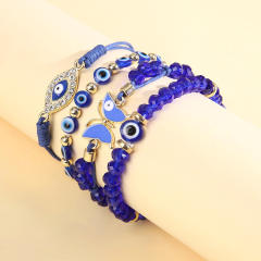 4pcs blue color bead evil eye bracelet set