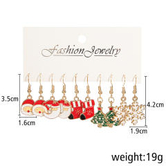 5 pair enamel christmas series alloy earrings set