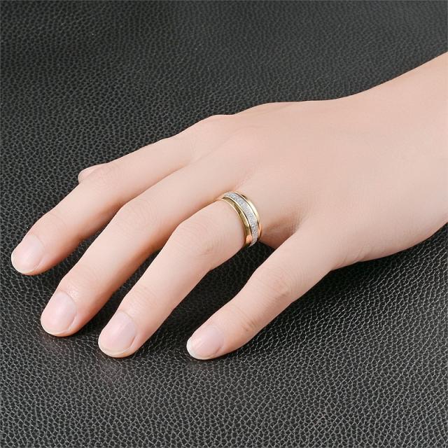 Fashionable frost row stainless steel rings band for men women couples