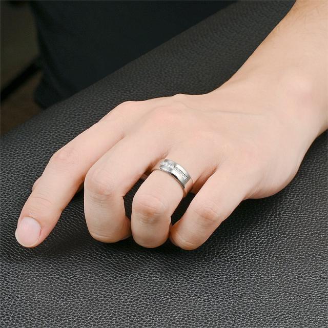 Hot sale cubic zircon diamond stainless steel rings band for men
