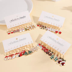 5 pair enamel christmas series alloy earrings set