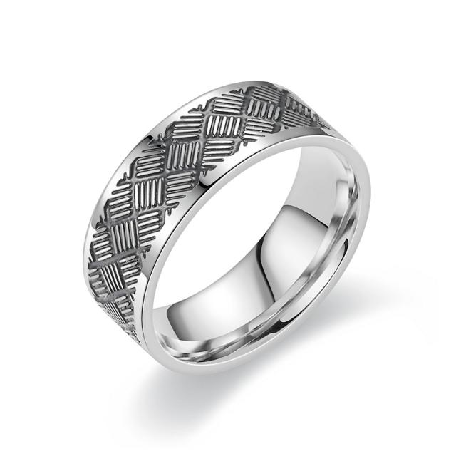 Silver color punk trend stainless steel rings band for men