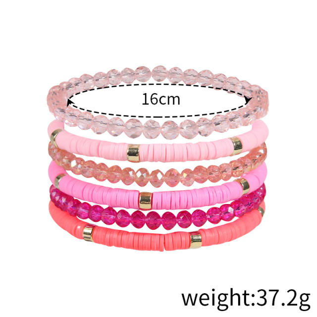 6pcs candy color bead clay beads bracelet set beach bracelet