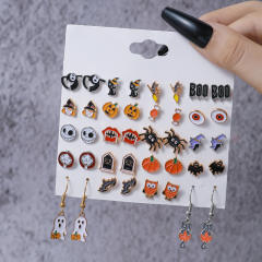 Halloween pumkin ghost alloy earrings set