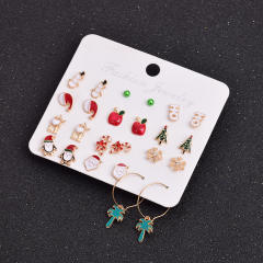 12 pair cute christmas earring set