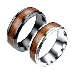 New design wood pattern mix stainless steel rings band for men