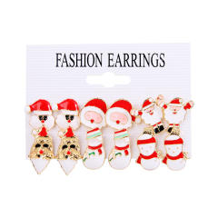 6 pair cute enamel christmas earring set