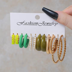 5 pair cute candy color y2k resin hoop earrings set