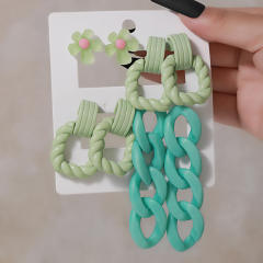 6pair candy color arylic chain Y2K earring set