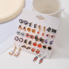 Halloween pumkin ghost alloy earrings set
