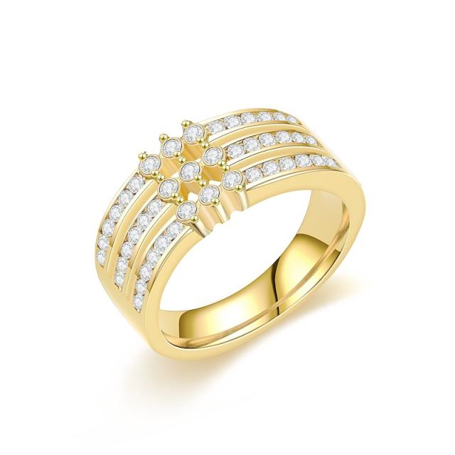 Luxury cubic zircon setting stainless steel diamond rings