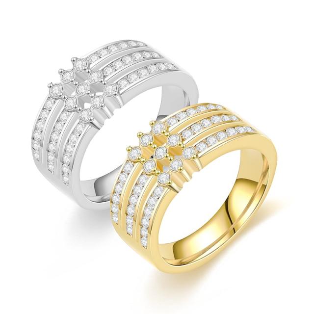 Luxury cubic zircon setting stainless steel diamond rings