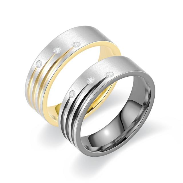 Simple cubic zircon stainless steel rings band