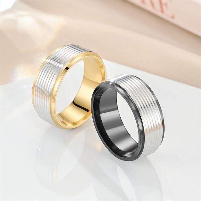Hot sale two tone stainless steel rings band for men