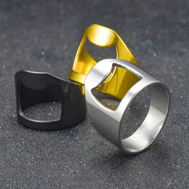 Popular bottle opener stainless steel rings for men