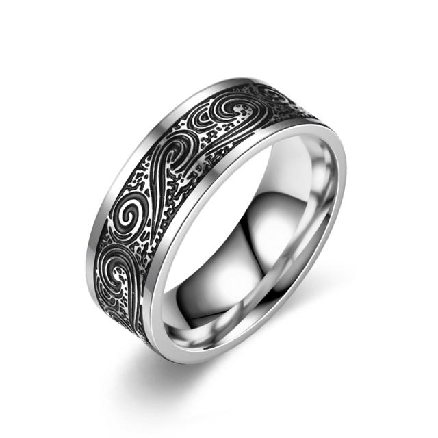 Vintage stainless steel rings band for men