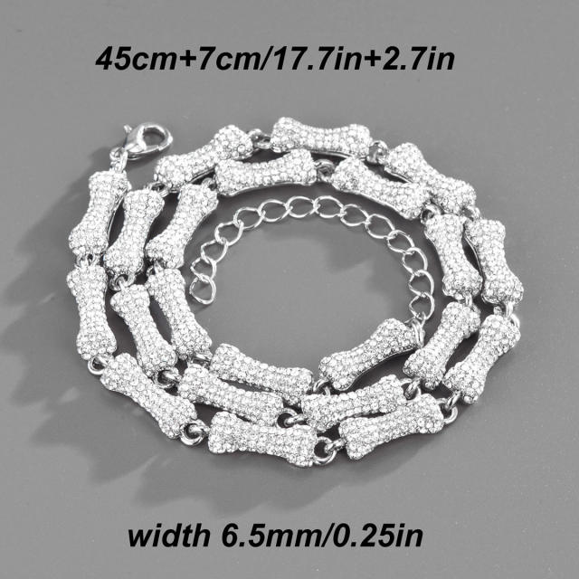 6.5mm bone shape diamond chain necklace for men